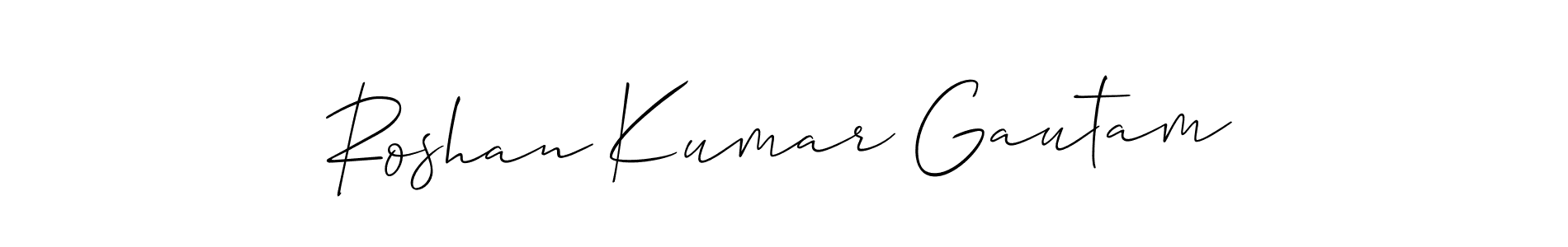 The best way (Allison_Script) to make a short signature is to pick only two or three words in your name. The name Roshan Kumar Gautam include a total of six letters. For converting this name. Roshan Kumar Gautam signature style 2 images and pictures png