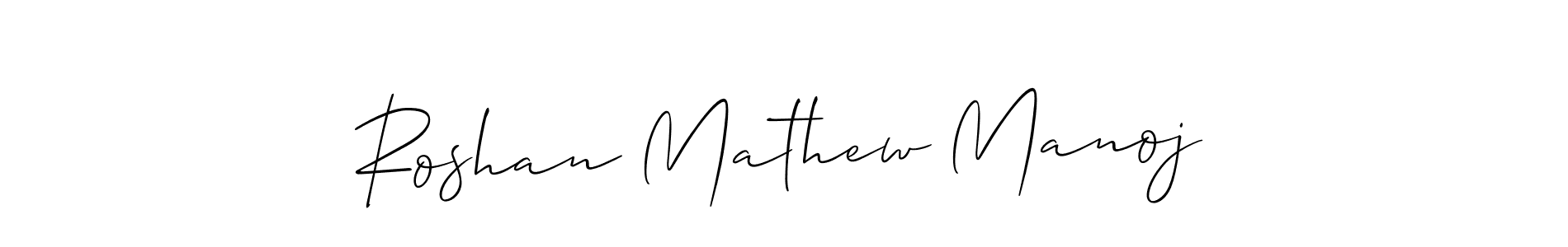 Make a beautiful signature design for name Roshan Mathew Manoj. With this signature (Allison_Script) style, you can create a handwritten signature for free. Roshan Mathew Manoj signature style 2 images and pictures png