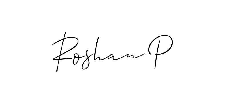 Allison_Script is a professional signature style that is perfect for those who want to add a touch of class to their signature. It is also a great choice for those who want to make their signature more unique. Get Roshan P name to fancy signature for free. Roshan P signature style 2 images and pictures png