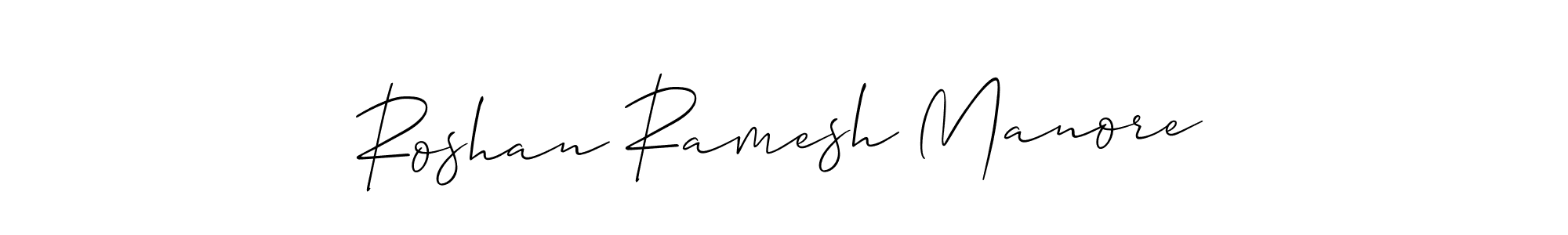 Allison_Script is a professional signature style that is perfect for those who want to add a touch of class to their signature. It is also a great choice for those who want to make their signature more unique. Get Roshan Ramesh Manore name to fancy signature for free. Roshan Ramesh Manore signature style 2 images and pictures png