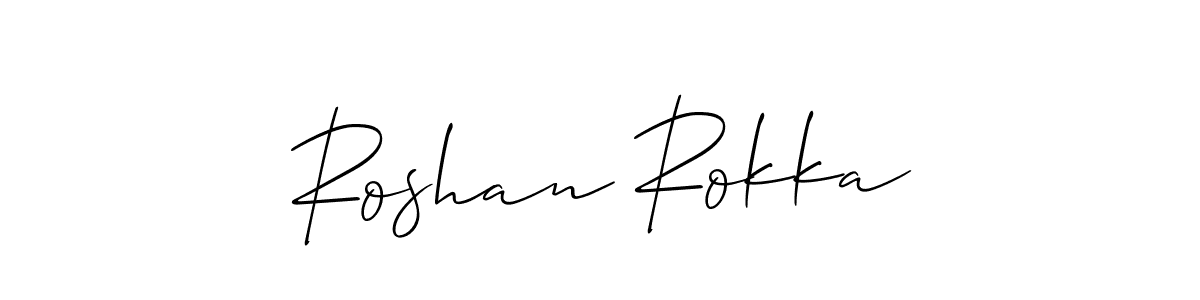How to make Roshan Rokka name signature. Use Allison_Script style for creating short signs online. This is the latest handwritten sign. Roshan Rokka signature style 2 images and pictures png