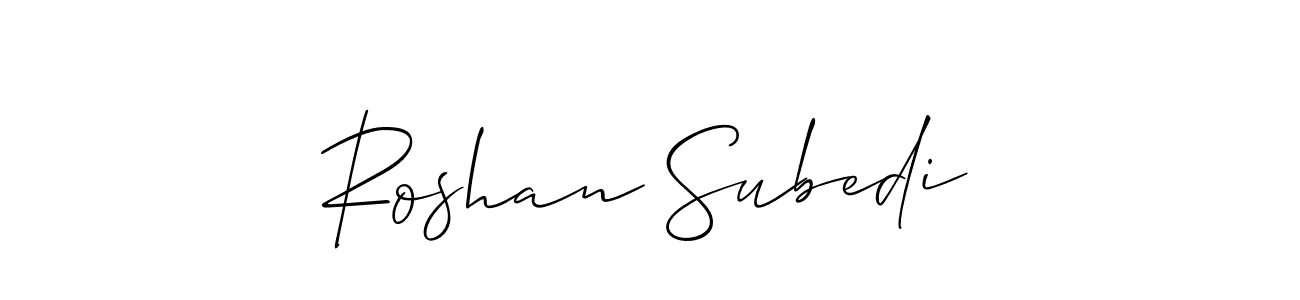 How to Draw Roshan Subedi signature style? Allison_Script is a latest design signature styles for name Roshan Subedi. Roshan Subedi signature style 2 images and pictures png