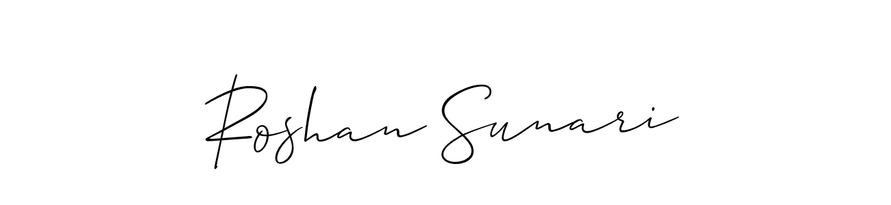The best way (Allison_Script) to make a short signature is to pick only two or three words in your name. The name Roshan Sunari include a total of six letters. For converting this name. Roshan Sunari signature style 2 images and pictures png