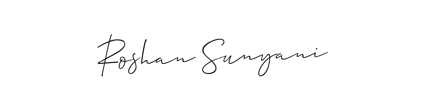 Also we have Roshan Sunyani name is the best signature style. Create professional handwritten signature collection using Allison_Script autograph style. Roshan Sunyani signature style 2 images and pictures png