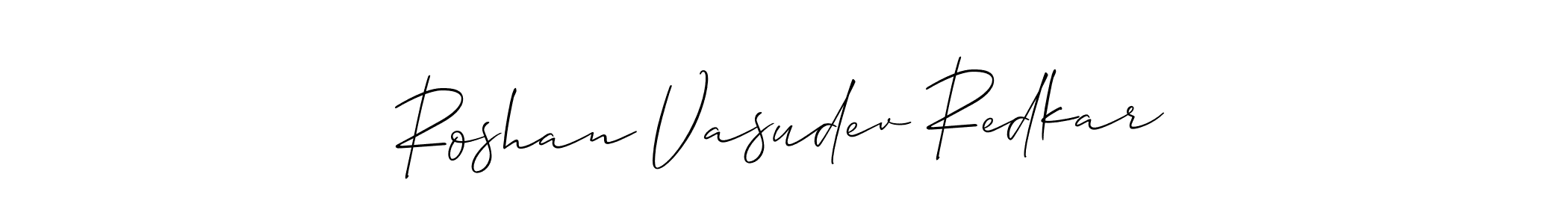 Allison_Script is a professional signature style that is perfect for those who want to add a touch of class to their signature. It is also a great choice for those who want to make their signature more unique. Get Roshan Vasudev Redkar name to fancy signature for free. Roshan Vasudev Redkar signature style 2 images and pictures png