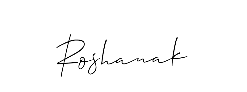 How to make Roshanak signature? Allison_Script is a professional autograph style. Create handwritten signature for Roshanak name. Roshanak signature style 2 images and pictures png