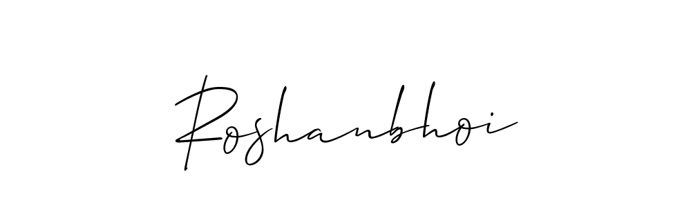 The best way (Allison_Script) to make a short signature is to pick only two or three words in your name. The name Roshanbhoi include a total of six letters. For converting this name. Roshanbhoi signature style 2 images and pictures png