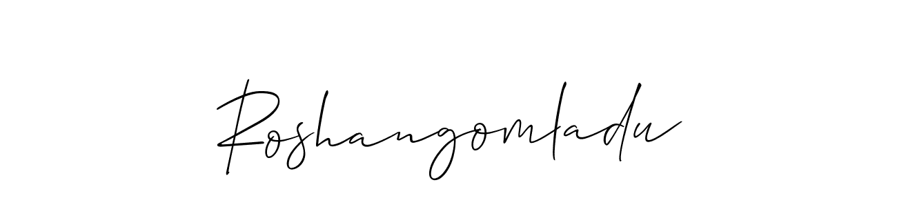 Also You can easily find your signature by using the search form. We will create Roshangomladu name handwritten signature images for you free of cost using Allison_Script sign style. Roshangomladu signature style 2 images and pictures png