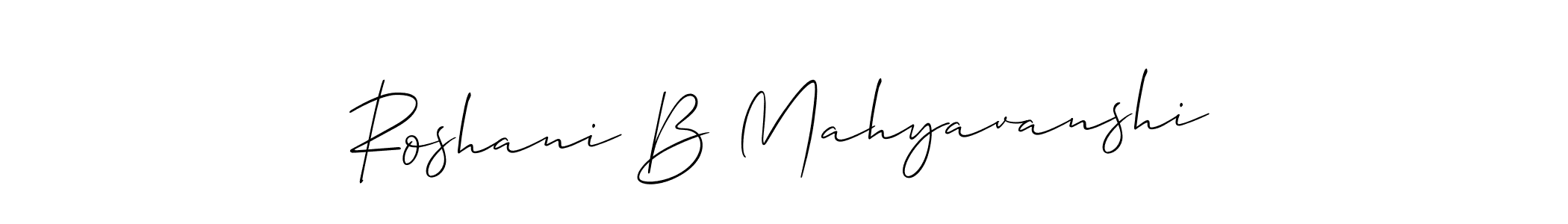 Use a signature maker to create a handwritten signature online. With this signature software, you can design (Allison_Script) your own signature for name Roshani B Mahyavanshi. Roshani B Mahyavanshi signature style 2 images and pictures png