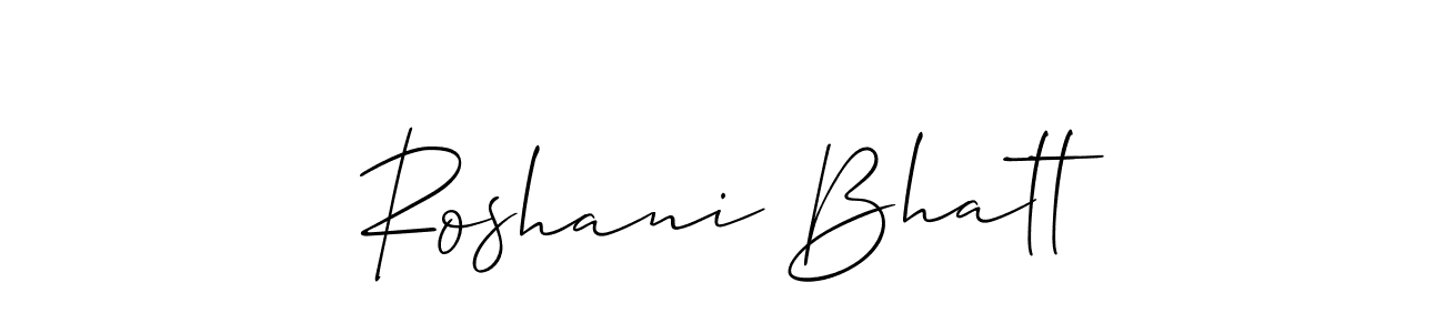 It looks lik you need a new signature style for name Roshani Bhatt. Design unique handwritten (Allison_Script) signature with our free signature maker in just a few clicks. Roshani Bhatt signature style 2 images and pictures png