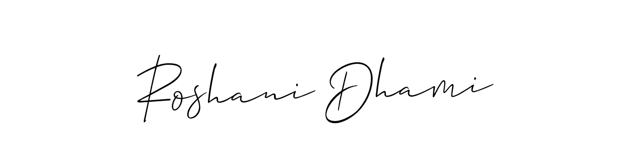 Make a beautiful signature design for name Roshani Dhami. With this signature (Allison_Script) style, you can create a handwritten signature for free. Roshani Dhami signature style 2 images and pictures png