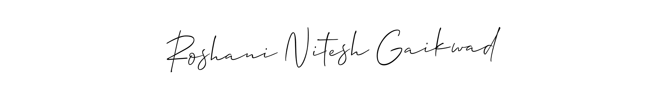 if you are searching for the best signature style for your name Roshani Nitesh Gaikwad. so please give up your signature search. here we have designed multiple signature styles  using Allison_Script. Roshani Nitesh Gaikwad signature style 2 images and pictures png