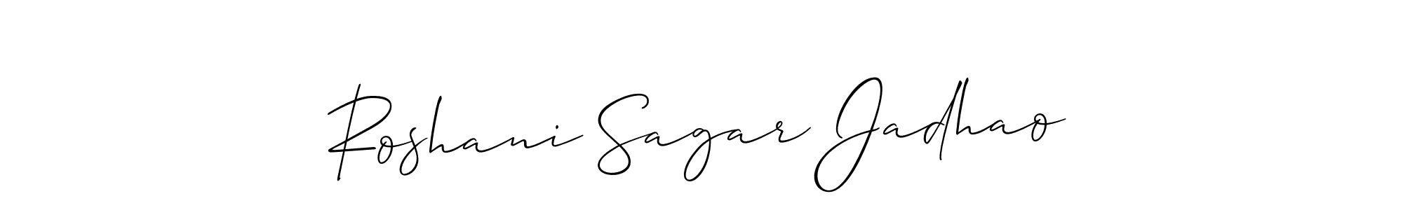 Make a short Roshani Sagar Jadhao signature style. Manage your documents anywhere anytime using Allison_Script. Create and add eSignatures, submit forms, share and send files easily. Roshani Sagar Jadhao signature style 2 images and pictures png