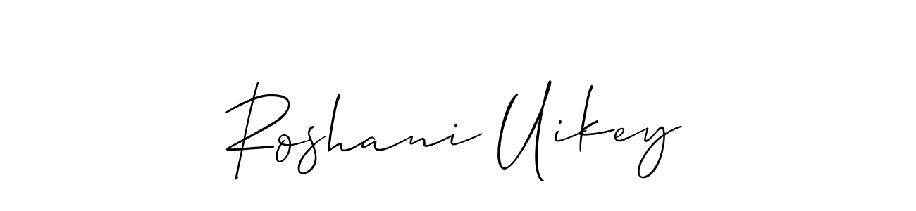 How to make Roshani Uikey signature? Allison_Script is a professional autograph style. Create handwritten signature for Roshani Uikey name. Roshani Uikey signature style 2 images and pictures png