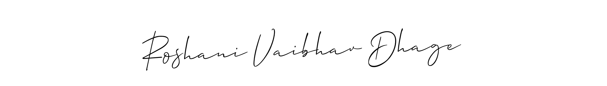 Similarly Allison_Script is the best handwritten signature design. Signature creator online .You can use it as an online autograph creator for name Roshani Vaibhav Dhage. Roshani Vaibhav Dhage signature style 2 images and pictures png