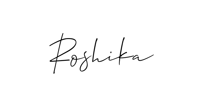 Design your own signature with our free online signature maker. With this signature software, you can create a handwritten (Allison_Script) signature for name Roshika. Roshika signature style 2 images and pictures png