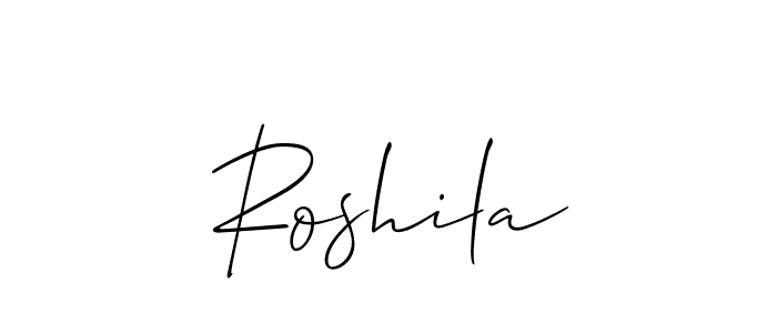 The best way (Allison_Script) to make a short signature is to pick only two or three words in your name. The name Roshila include a total of six letters. For converting this name. Roshila signature style 2 images and pictures png