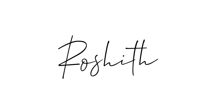 The best way (Allison_Script) to make a short signature is to pick only two or three words in your name. The name Roshith include a total of six letters. For converting this name. Roshith signature style 2 images and pictures png