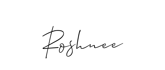 How to make Roshnee signature? Allison_Script is a professional autograph style. Create handwritten signature for Roshnee name. Roshnee signature style 2 images and pictures png