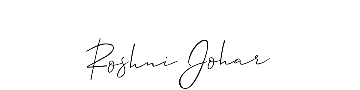 How to make Roshni Johar name signature. Use Allison_Script style for creating short signs online. This is the latest handwritten sign. Roshni Johar signature style 2 images and pictures png