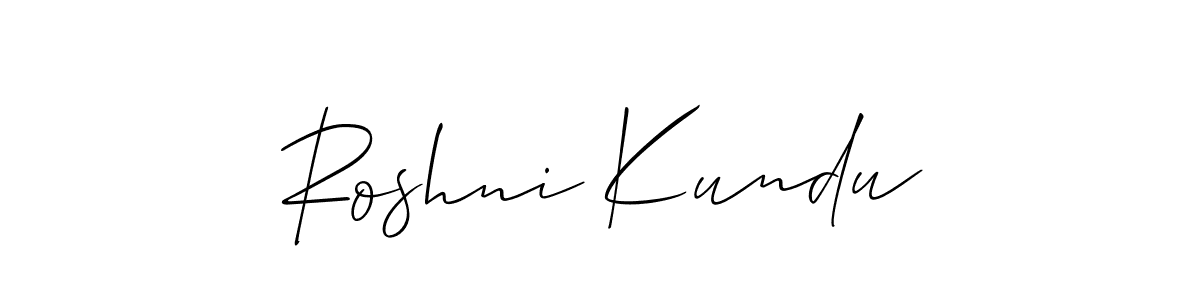 It looks lik you need a new signature style for name Roshni Kundu. Design unique handwritten (Allison_Script) signature with our free signature maker in just a few clicks. Roshni Kundu signature style 2 images and pictures png