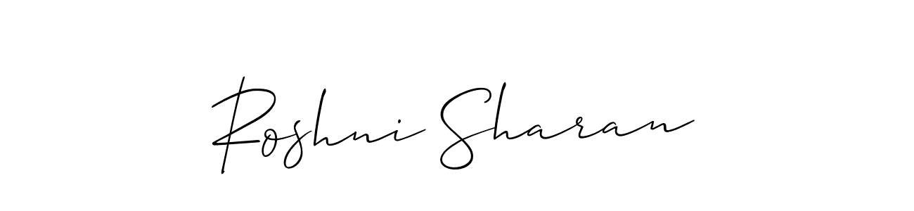 You should practise on your own different ways (Allison_Script) to write your name (Roshni Sharan) in signature. don't let someone else do it for you. Roshni Sharan signature style 2 images and pictures png