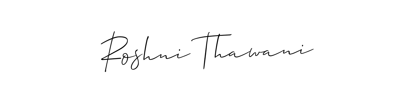 Design your own signature with our free online signature maker. With this signature software, you can create a handwritten (Allison_Script) signature for name Roshni Thawani. Roshni Thawani signature style 2 images and pictures png