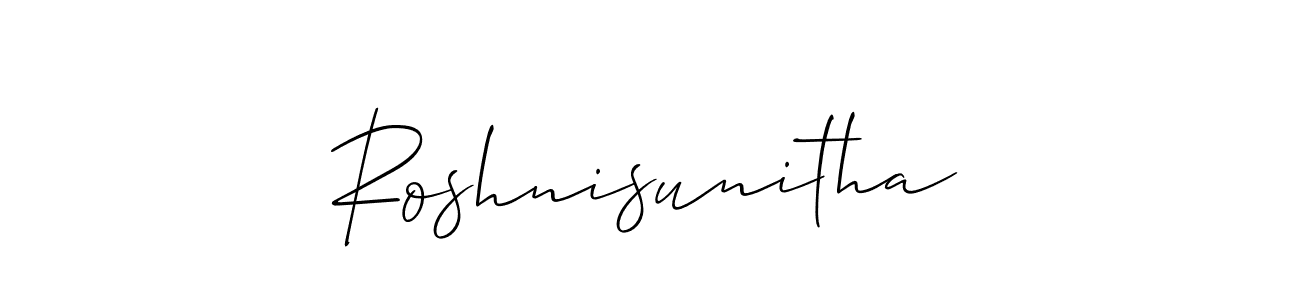 Make a beautiful signature design for name Roshnisunitha. With this signature (Allison_Script) style, you can create a handwritten signature for free. Roshnisunitha signature style 2 images and pictures png