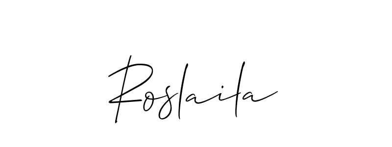 It looks lik you need a new signature style for name Roslaila. Design unique handwritten (Allison_Script) signature with our free signature maker in just a few clicks. Roslaila signature style 2 images and pictures png