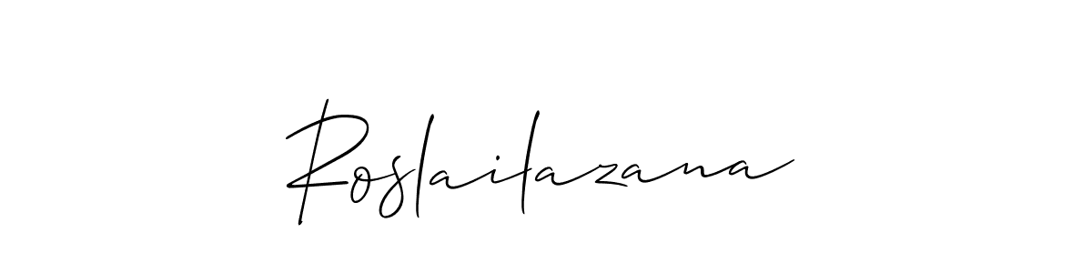 Similarly Allison_Script is the best handwritten signature design. Signature creator online .You can use it as an online autograph creator for name Roslailazana. Roslailazana signature style 2 images and pictures png