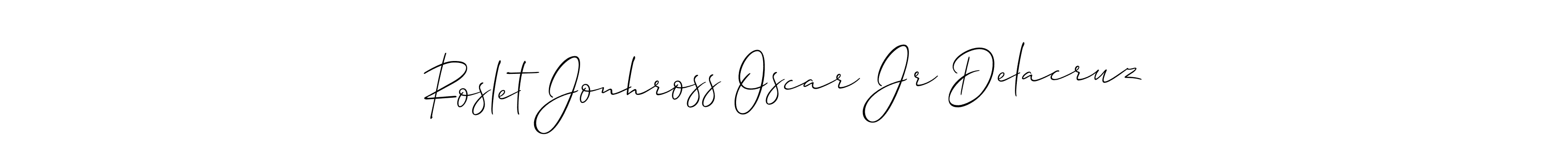 How to make Roslet Jonhross Oscar Jr Delacruz name signature. Use Allison_Script style for creating short signs online. This is the latest handwritten sign. Roslet Jonhross Oscar Jr Delacruz signature style 2 images and pictures png
