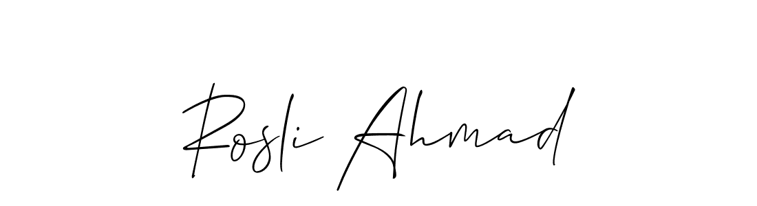 The best way (Allison_Script) to make a short signature is to pick only two or three words in your name. The name Rosli Ahmad include a total of six letters. For converting this name. Rosli Ahmad signature style 2 images and pictures png