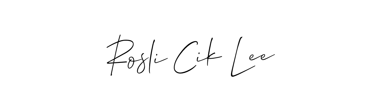 It looks lik you need a new signature style for name Rosli Cik Lee. Design unique handwritten (Allison_Script) signature with our free signature maker in just a few clicks. Rosli Cik Lee signature style 2 images and pictures png