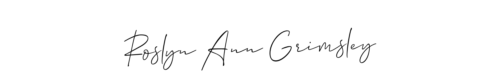 Use a signature maker to create a handwritten signature online. With this signature software, you can design (Allison_Script) your own signature for name Roslyn Ann Grimsley. Roslyn Ann Grimsley signature style 2 images and pictures png