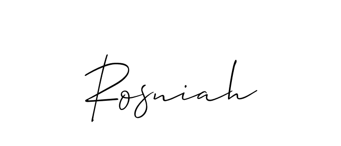 Design your own signature with our free online signature maker. With this signature software, you can create a handwritten (Allison_Script) signature for name Rosniah. Rosniah signature style 2 images and pictures png