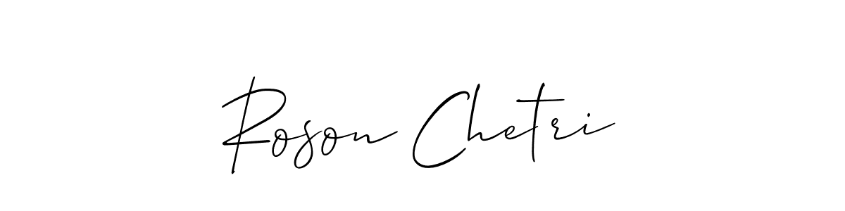 if you are searching for the best signature style for your name Roson Chetri. so please give up your signature search. here we have designed multiple signature styles  using Allison_Script. Roson Chetri signature style 2 images and pictures png