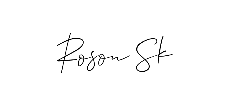 How to make Roson Sk name signature. Use Allison_Script style for creating short signs online. This is the latest handwritten sign. Roson Sk signature style 2 images and pictures png