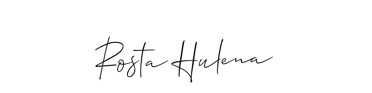 Similarly Allison_Script is the best handwritten signature design. Signature creator online .You can use it as an online autograph creator for name Rosta Hulena. Rosta Hulena signature style 2 images and pictures png