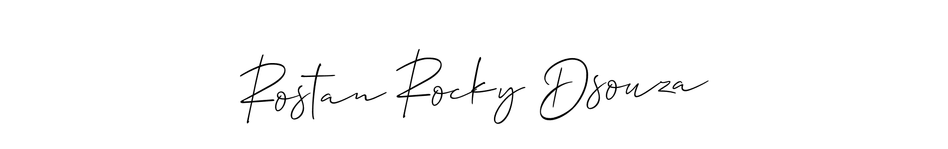 Use a signature maker to create a handwritten signature online. With this signature software, you can design (Allison_Script) your own signature for name Rostan Rocky Dsouza. Rostan Rocky Dsouza signature style 2 images and pictures png