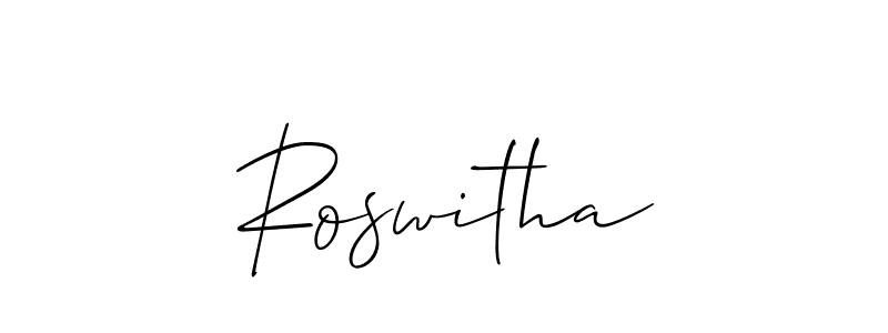 The best way (Allison_Script) to make a short signature is to pick only two or three words in your name. The name Roswitha include a total of six letters. For converting this name. Roswitha signature style 2 images and pictures png