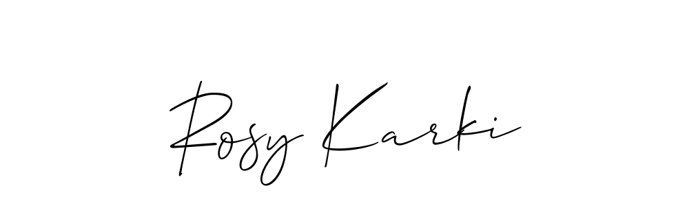 Create a beautiful signature design for name Rosy Karki. With this signature (Allison_Script) fonts, you can make a handwritten signature for free. Rosy Karki signature style 2 images and pictures png