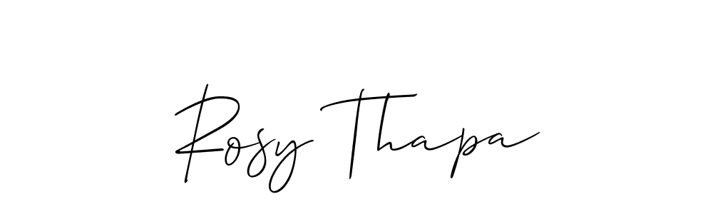 How to make Rosy Thapa name signature. Use Allison_Script style for creating short signs online. This is the latest handwritten sign. Rosy Thapa signature style 2 images and pictures png