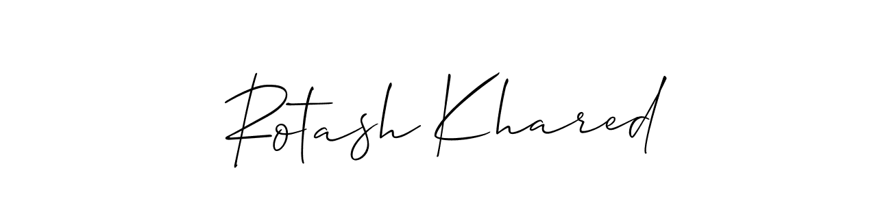 The best way (Allison_Script) to make a short signature is to pick only two or three words in your name. The name Rotash Khared include a total of six letters. For converting this name. Rotash Khared signature style 2 images and pictures png
