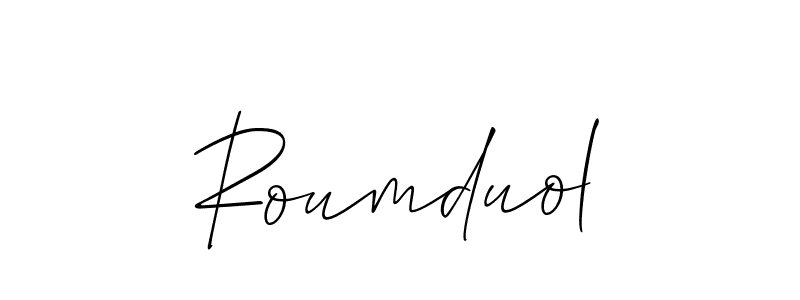 Use a signature maker to create a handwritten signature online. With this signature software, you can design (Allison_Script) your own signature for name Roumduol. Roumduol signature style 2 images and pictures png