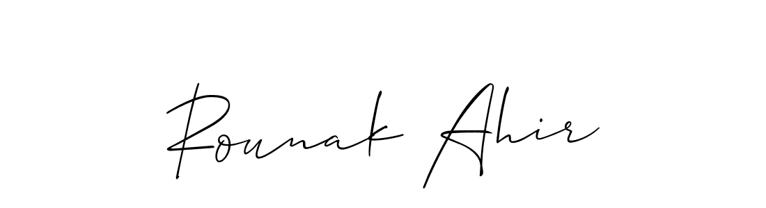 Similarly Allison_Script is the best handwritten signature design. Signature creator online .You can use it as an online autograph creator for name Rounak Ahir. Rounak Ahir signature style 2 images and pictures png