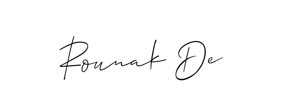 Make a beautiful signature design for name Rounak De. With this signature (Allison_Script) style, you can create a handwritten signature for free. Rounak De signature style 2 images and pictures png