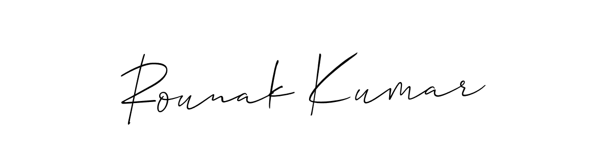 Use a signature maker to create a handwritten signature online. With this signature software, you can design (Allison_Script) your own signature for name Rounak Kumar. Rounak Kumar signature style 2 images and pictures png