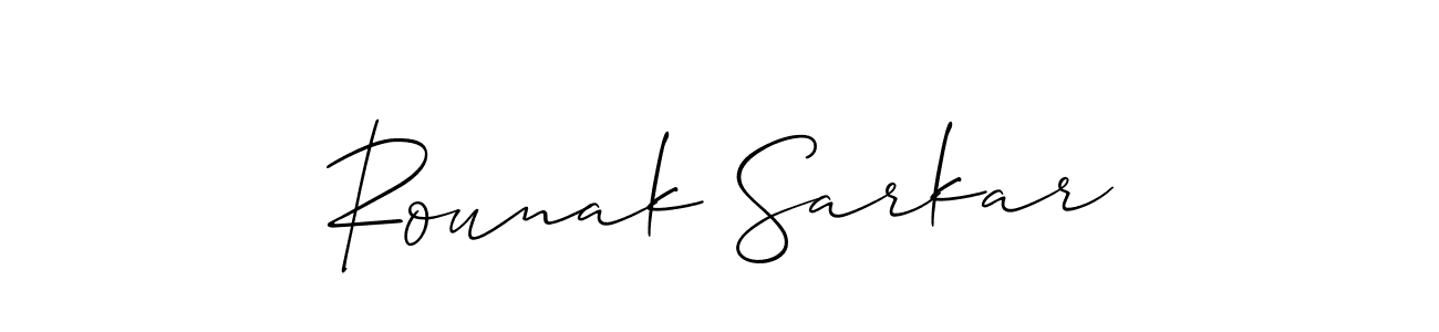Make a short Rounak Sarkar signature style. Manage your documents anywhere anytime using Allison_Script. Create and add eSignatures, submit forms, share and send files easily. Rounak Sarkar signature style 2 images and pictures png