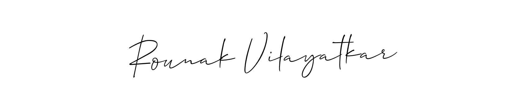if you are searching for the best signature style for your name Rounak Vilayatkar. so please give up your signature search. here we have designed multiple signature styles  using Allison_Script. Rounak Vilayatkar signature style 2 images and pictures png