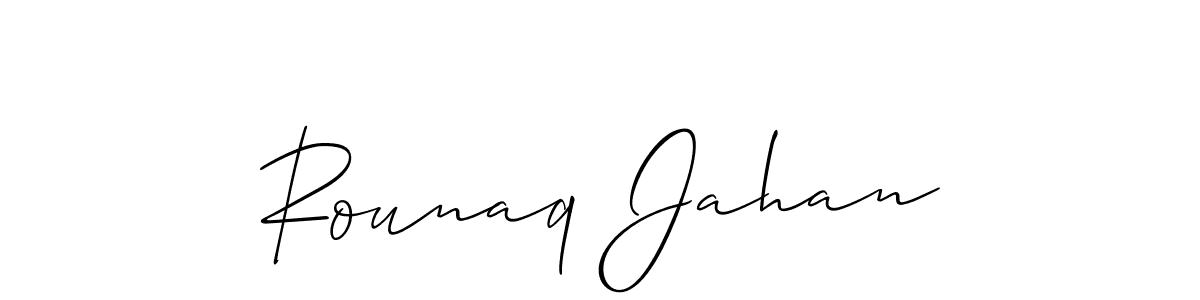 The best way (Allison_Script) to make a short signature is to pick only two or three words in your name. The name Rounaq Jahan include a total of six letters. For converting this name. Rounaq Jahan signature style 2 images and pictures png